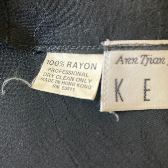 Ann Tjian for Kenar Shirt Womens Large Button Front Black - Picture 7 of 9